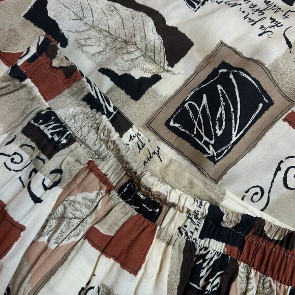 Expose Vintage 80s 90s Abstract Collage Print Pleated Front Skirt Size Large - Picture 3 of 7